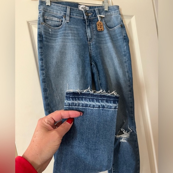 PAIGE Verdugo Crop Jeans Medium Wash Designer Run Small Women’s Size 28 - Picture 12 of 14